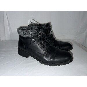 Women's Size 8.5 Riversoft Black Faux Leather Combat Boots